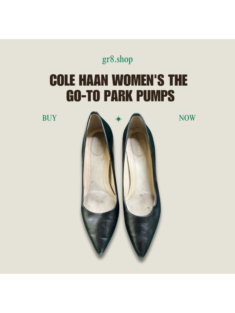 COLE HAAN Womens Black Leather Go-To Park Pumps Size 8 Made In Vietnam